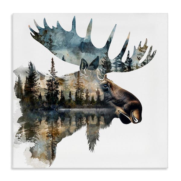 Stupell Industries Moose Head Silhouette by LSR Design Studio Unframed Animal Graphic Art Print 24 in. x 24 in.