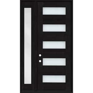 Regency 51 in. x 80 in. 5L Modern Clear Glass LHOS Onyx Stain Mahogany Fiberglass Prehung Front Door w/12 in. SL