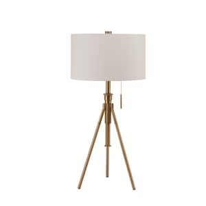 32.5 in. To 37.5 in. Mid-Century Adjustable Tripod Gold Table Lamp