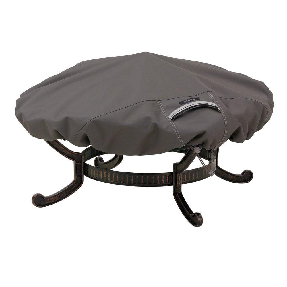 Ravenna 60 Inch Dark Taupe Round Fire Pit Cover with Cinch Cord