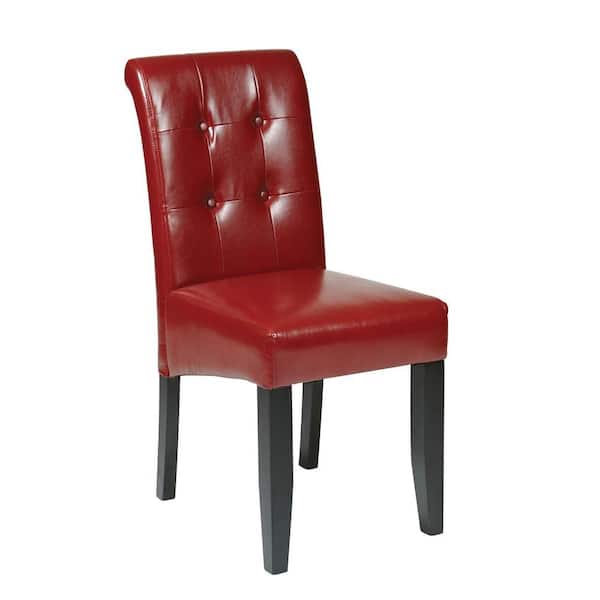 OSP Home Furnishings Crimson Red Eco Leather Parsons Dining Chair