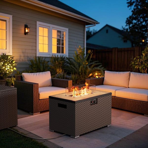 eVita 31.5 in. 40,000BTU Fire Pit Propane Gas Fire Pit Table Retangular Tabletop