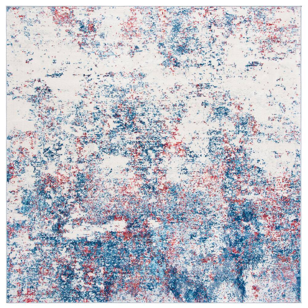 SAFAVIEH Brentwood Navy/Red 9 ft. x 9 ft. Square Abstract Area Rug