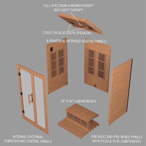Backyard Discovery Rylan 2-Person Indoor Cedar Infrared Sauna with