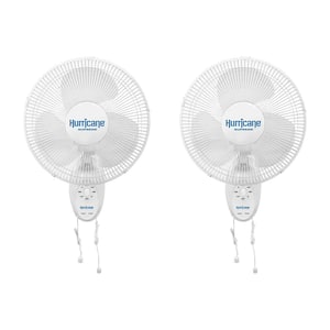 12 in. 3 Fan Speeds Wall Fan in White with 90-Degree Oscillation (2-Pack)