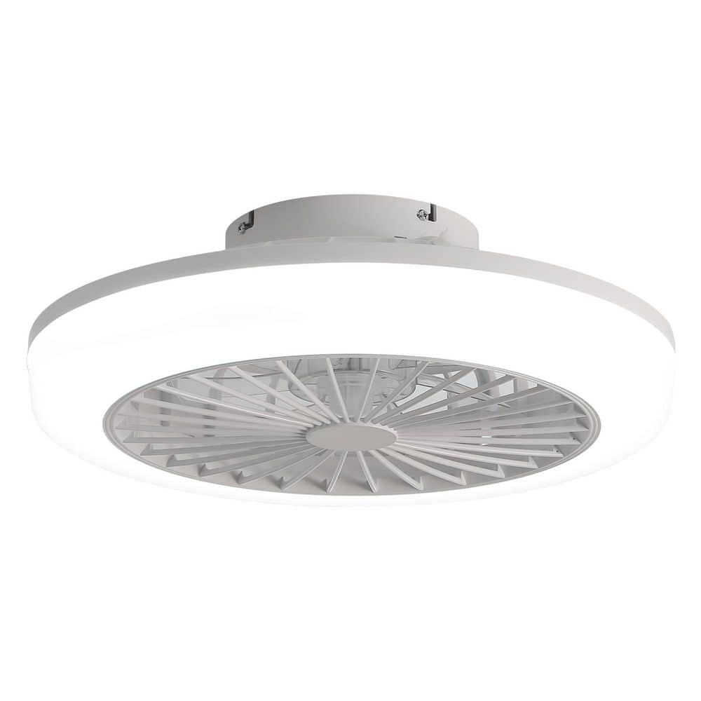 18 in. Indoor White Flush Mount Ceiling Fan with Integrated LED and Remote Control price history on PriceWatchPro