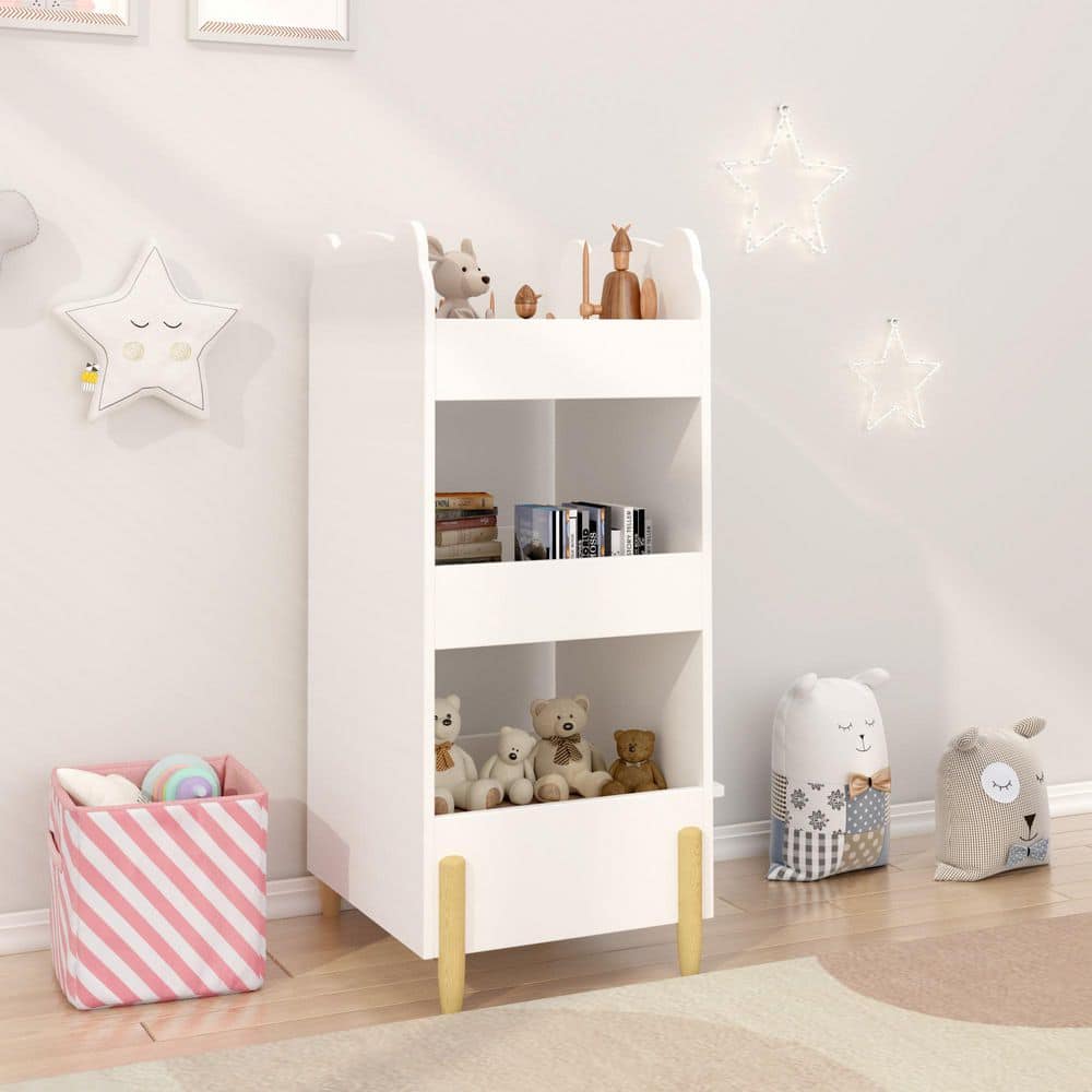 14.17 in. W White 3-Tier Front-Facing Kids Bookcase, Storage Organizer with Side Chalkboard price history on PriceWatchPro
