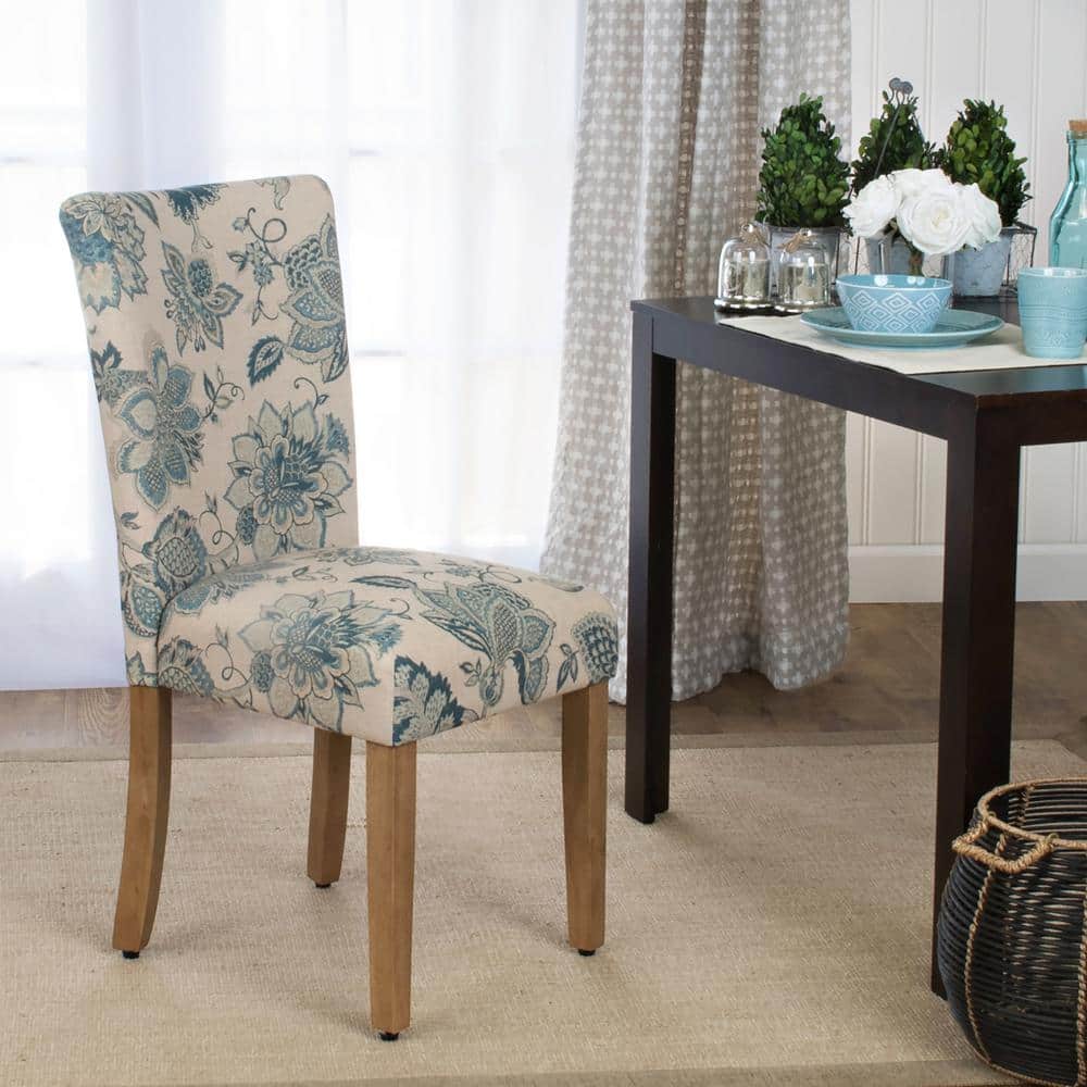 Lexie Vintage Indigo Linen Upholstered Parsons Side Chair Set