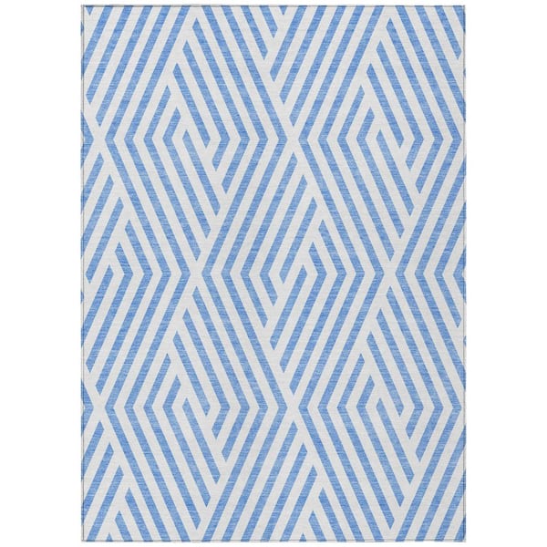 Addison Rugs Chantille ACN550 Denim 5 ft. x 7 ft. 6 in. Machine Washable Indoor/Outdoor Geometric Area Rug