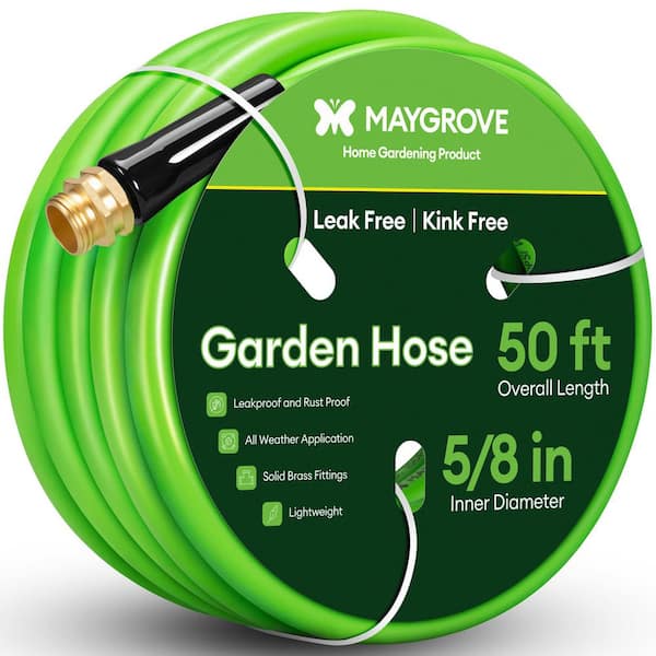 MayGrove 5/8 in. dia. x 50 ft. Heavy-Duty, Leakproof, Kink-Resistant Water Hose with Swivel Brass Fittings