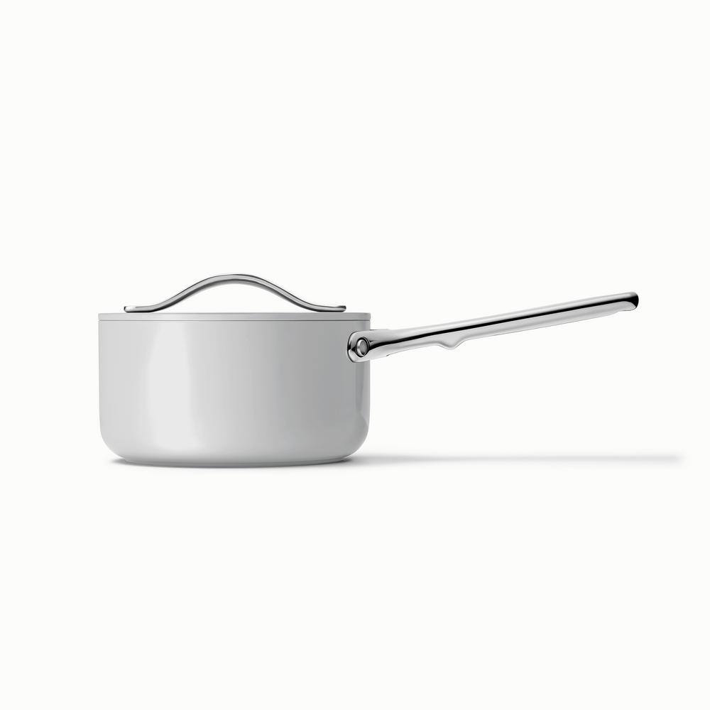 1.75 Quart White Ceramic Non-Stick Saucier with Lid