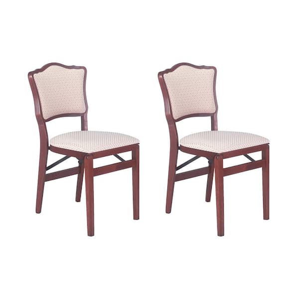 Unbranded Cherry Wood Stakmore French Wood Upholstered Seat Folding Chair Set (2-Chairs)