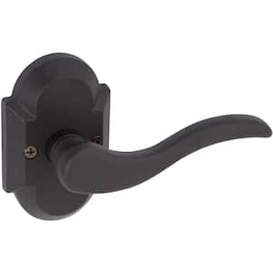 Sandcast Rhonda Aged Black Single Dummy Right Hand Door Lever with Curved Backplate
