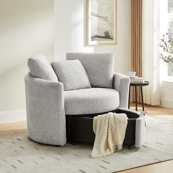 Branston Ivory Chenille Arm Chair with Storage