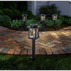 Braxton 20 Lumen Black LED Weather Resistant Outdoor Solar Path Light with Glass Lens (4-Pack)