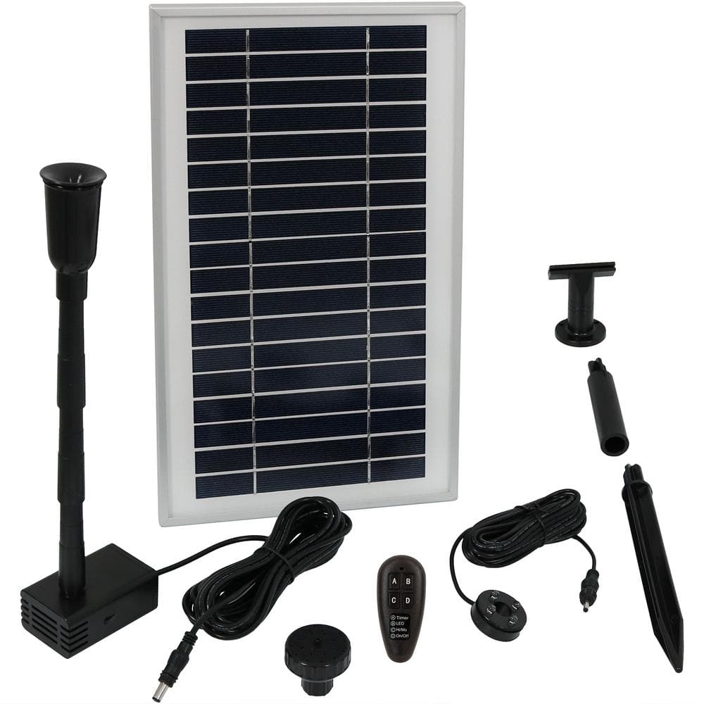 Sunnydaze 55 in. Lift 105 GPH Solar Pump Kit with Battery Pack and Remote Control