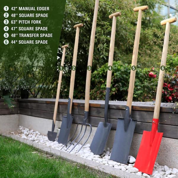 Steel Hand Spade Rake Fork SET Gardening Digging Cleaning with Wooden Grip 