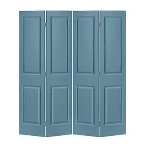 48 in. x 80 in. 2 Panel Dignity Blue Painted MDF Composite Bi-Fold Double Closet Door with Hardware Kit