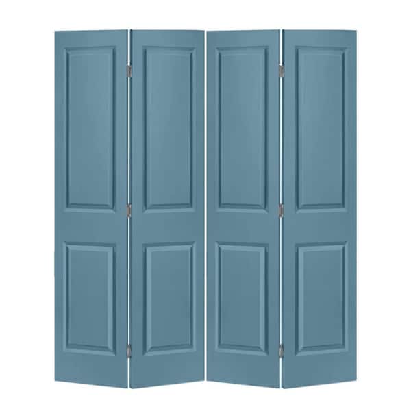 CALHOME 72 in. x 80 in. 2 Panel Dignity Blue Painted MDF Composite Bi-Fold Double Closet Door with Hardware Kit