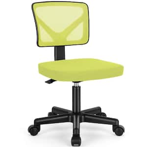 Mesh Back Adjustable Height Ergonomic Armless Computer Office Chair in Green for Small Spaces