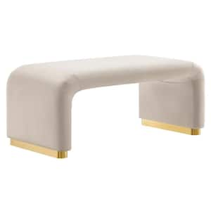 Koda Performance Velvet Waterfall Ottoman in Brass Almond