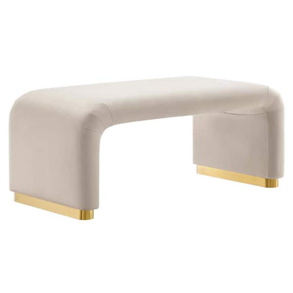 MODWAY Koda Performance Velvet Waterfall Ottoman in Brass Almond