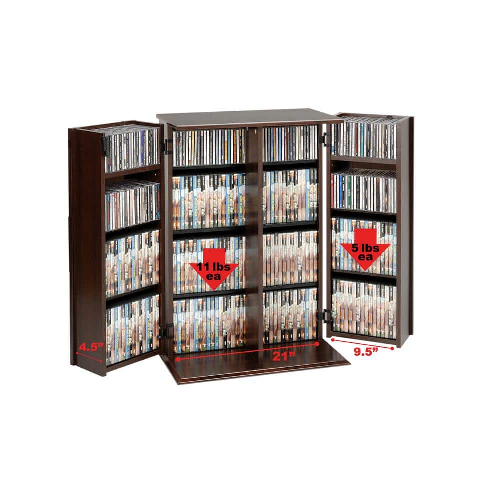 Espresso Laminated Wood Composite Media Storage with Lockable Doors