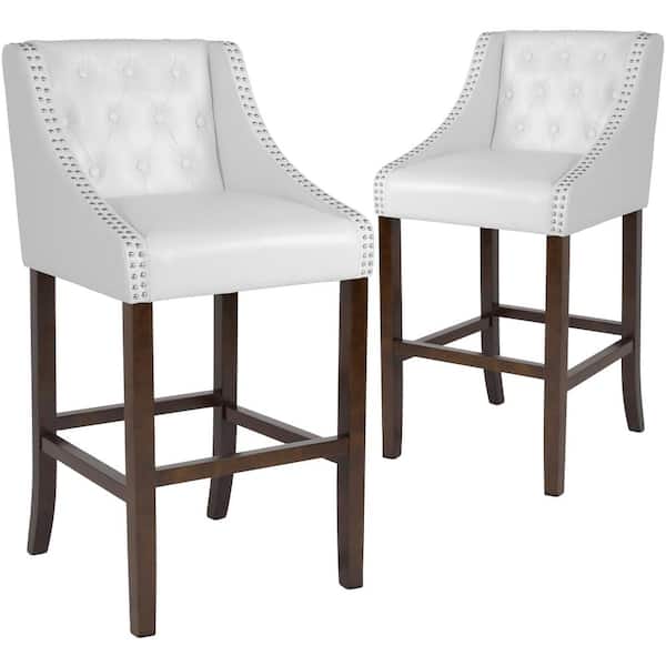 Carnegy Avenue 30 In White Leather Bar, White Leather Bar Stools With Backs