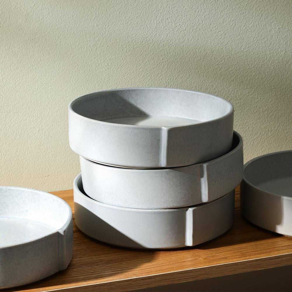 Bao 7.6" Blue-Grey Ceramic Modern Pasta Bowl Set