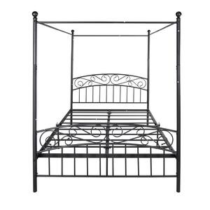 59.84 in. W Black Non-upholstered Wood Frame Queen Four Poster Bed