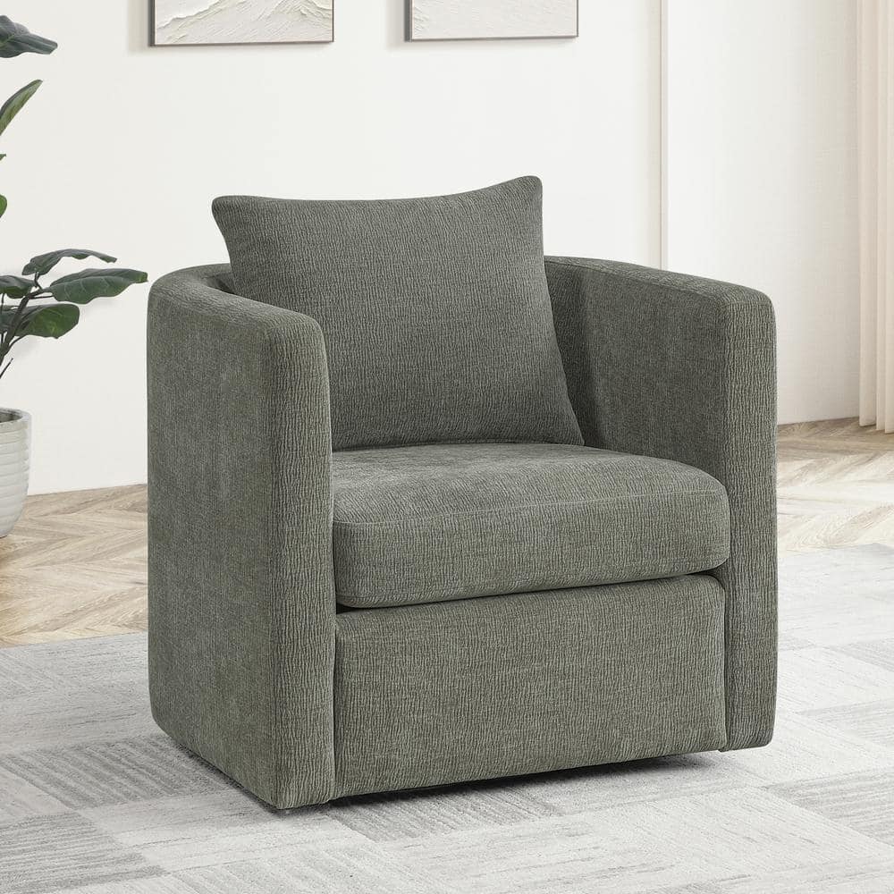 Sheldon Gray Fabric Barrel Chair with Swivel