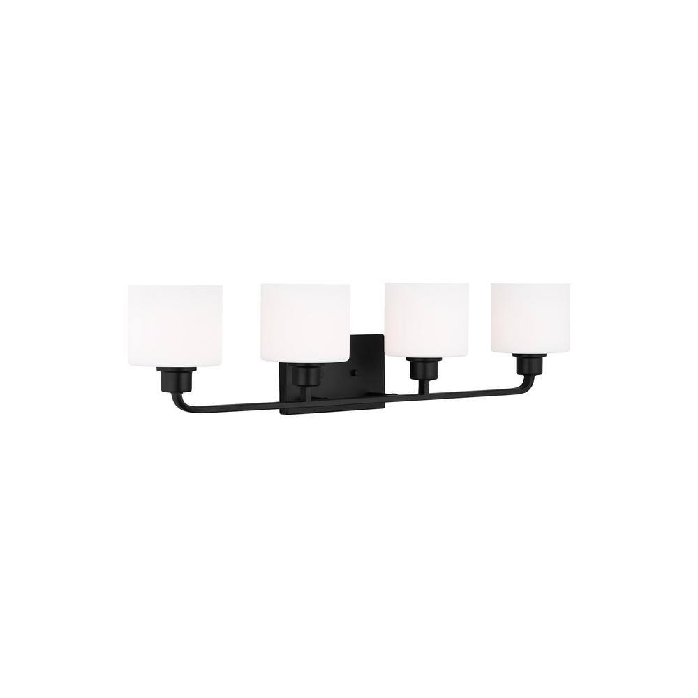 Midnight Black Steel 4-Light Cylinder Shade Vanity Fixture