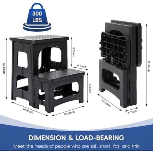 2-Step Folding Stool for Adults Non-Slip Foldable Stool for Home