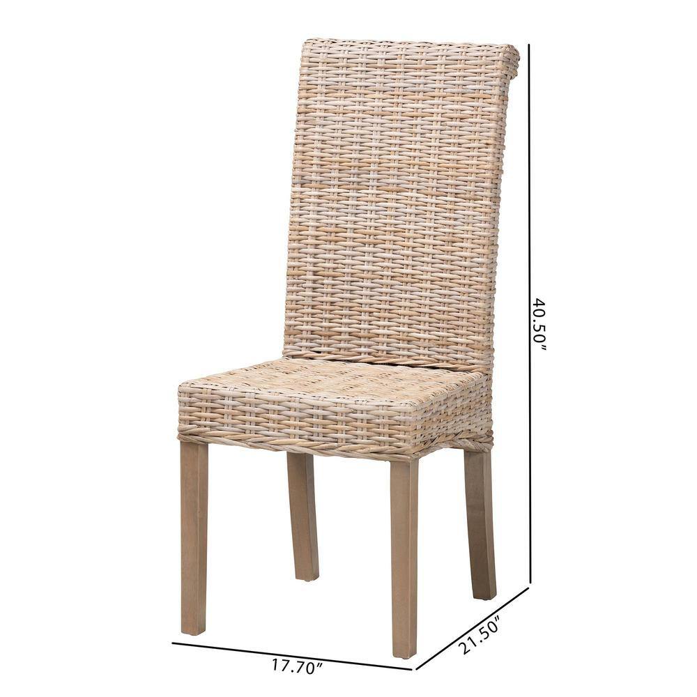 Santiago High Back Gray Cane and Wood Side Chair