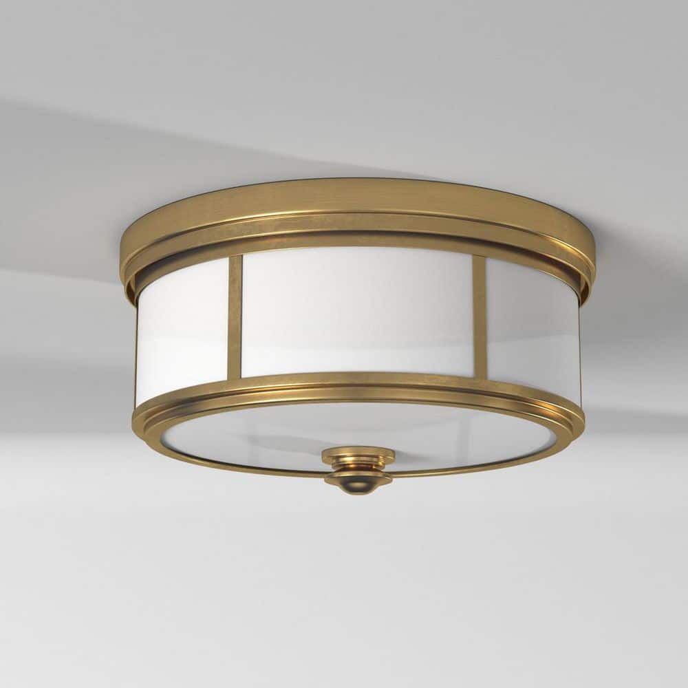 Harbour Point Liberty Gold Flush Mount Ceiling Light with Etched Opal Glass