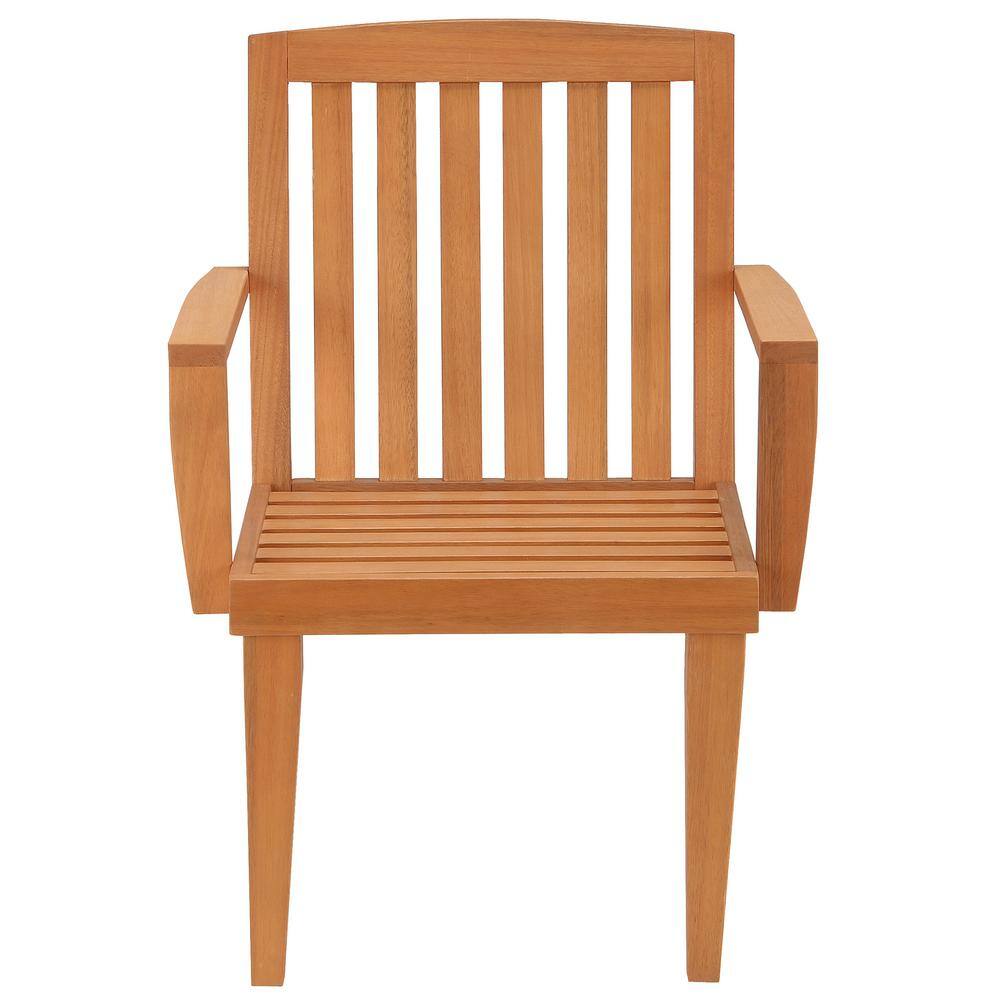 Eucalyptus Wood Dining Armchair with Beige Cushion