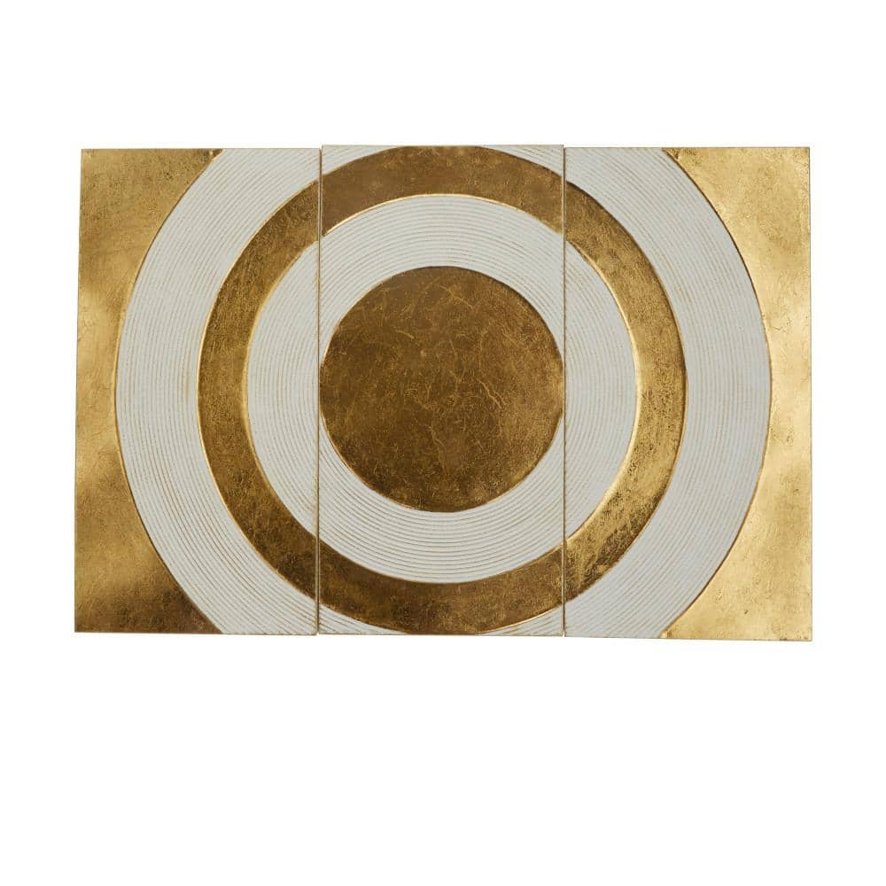 Reviews for Litton Lane 32 in. x 16 in. Metal Gold Target Geometric ...