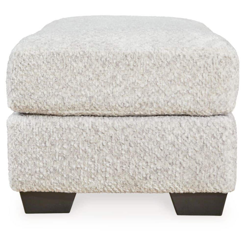Contemporary White Plush Fabric Ottoman