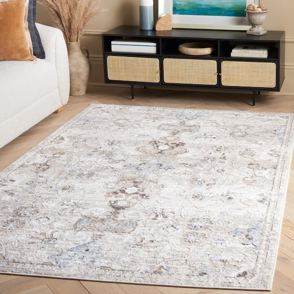 Quincy 4 ft. x 6 ft. Ivory/Beige Oriental Indoor/Outdoor Area Rug