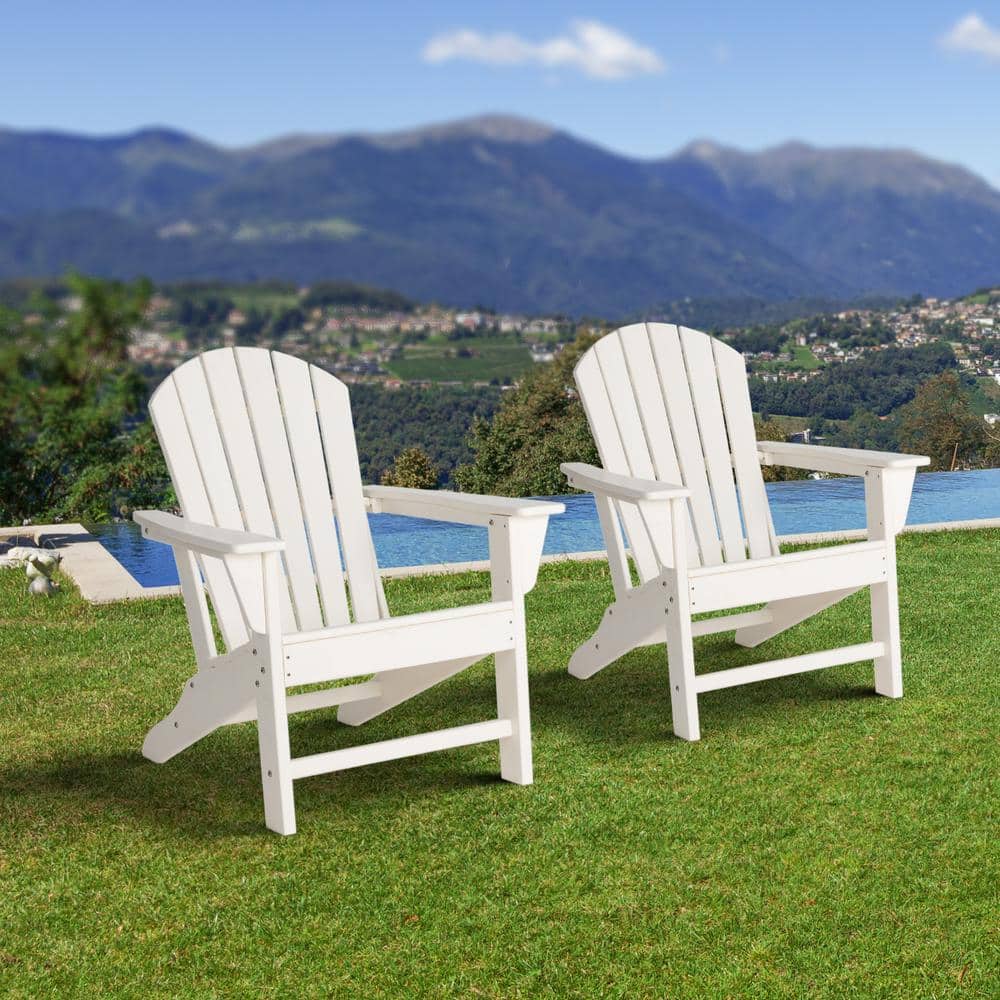 Glitzhome White HDPE Plastic Adirondack Chairs (2Pack) GH2022200007 The Home Depot