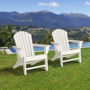 White HDPE Plastic Adirondack Chairs (2-Pack)