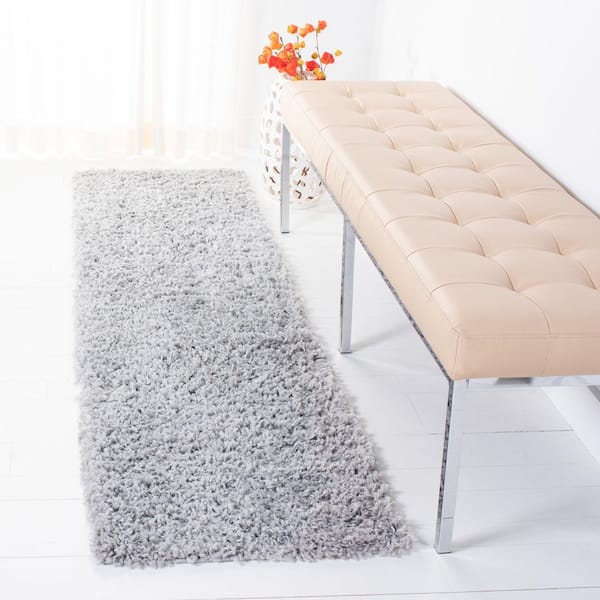 August Shag Silver 2 ft. x 7 ft. Solid Runner Rug