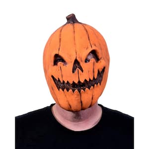 Orange Full Over the Head Latex Orcus the Evil Gourd Pumpkin Mask, Adult Halloween Costume, Unisex