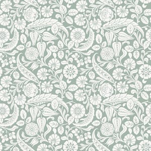 Cordelia Green Baroque Blooms Wallpaper Sample