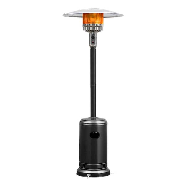 50000 BTU Patio Standing LP Gas Heater Stainless Steel Propane W/ Wheels Black