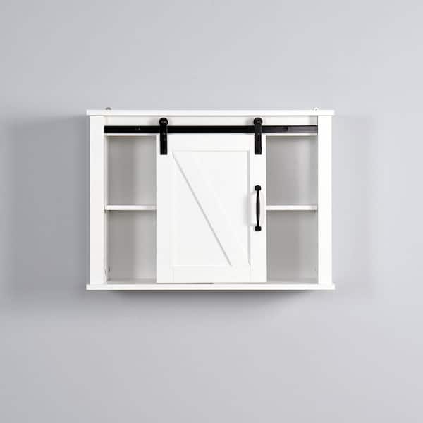 Unbranded 7.8 in. W x 27.16 in. D x 19.68 in. H White Bathroom Wall Cabinet with 2 Adjustable Shelves