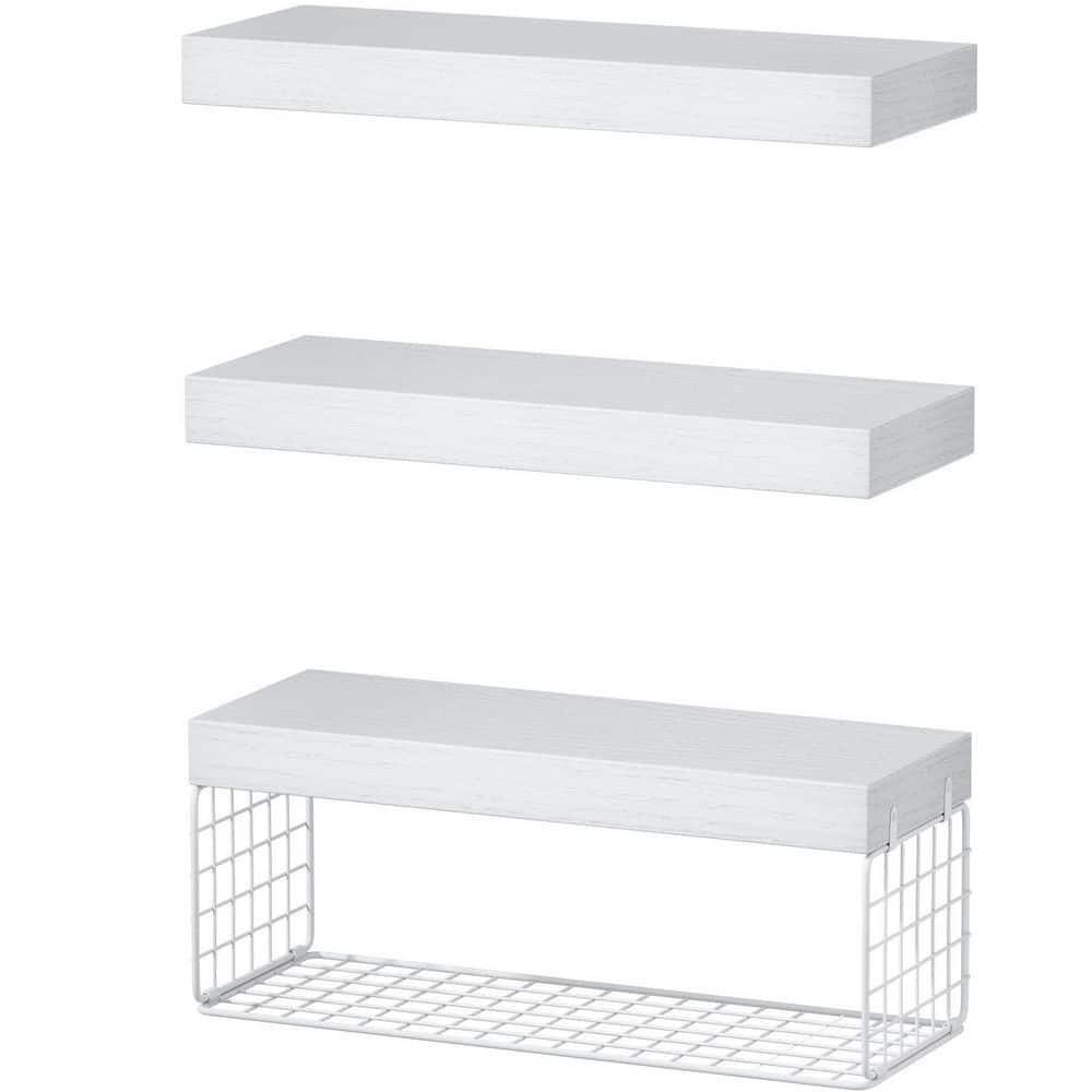 6.7 in. D x 15.7 in. W x 1.5 in. H Over The Toilet Storage in White, Wall Mounted Floating Shelves Toilet Paper Storage