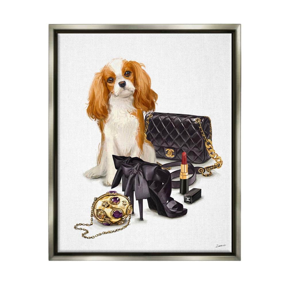 The Stupell Home Decor Collection Chick Black Fashion Accessories Stylish  Glam Dog by Ziwei Li Floater Frame Animal Wall Art Print 21 in. x 17 in.