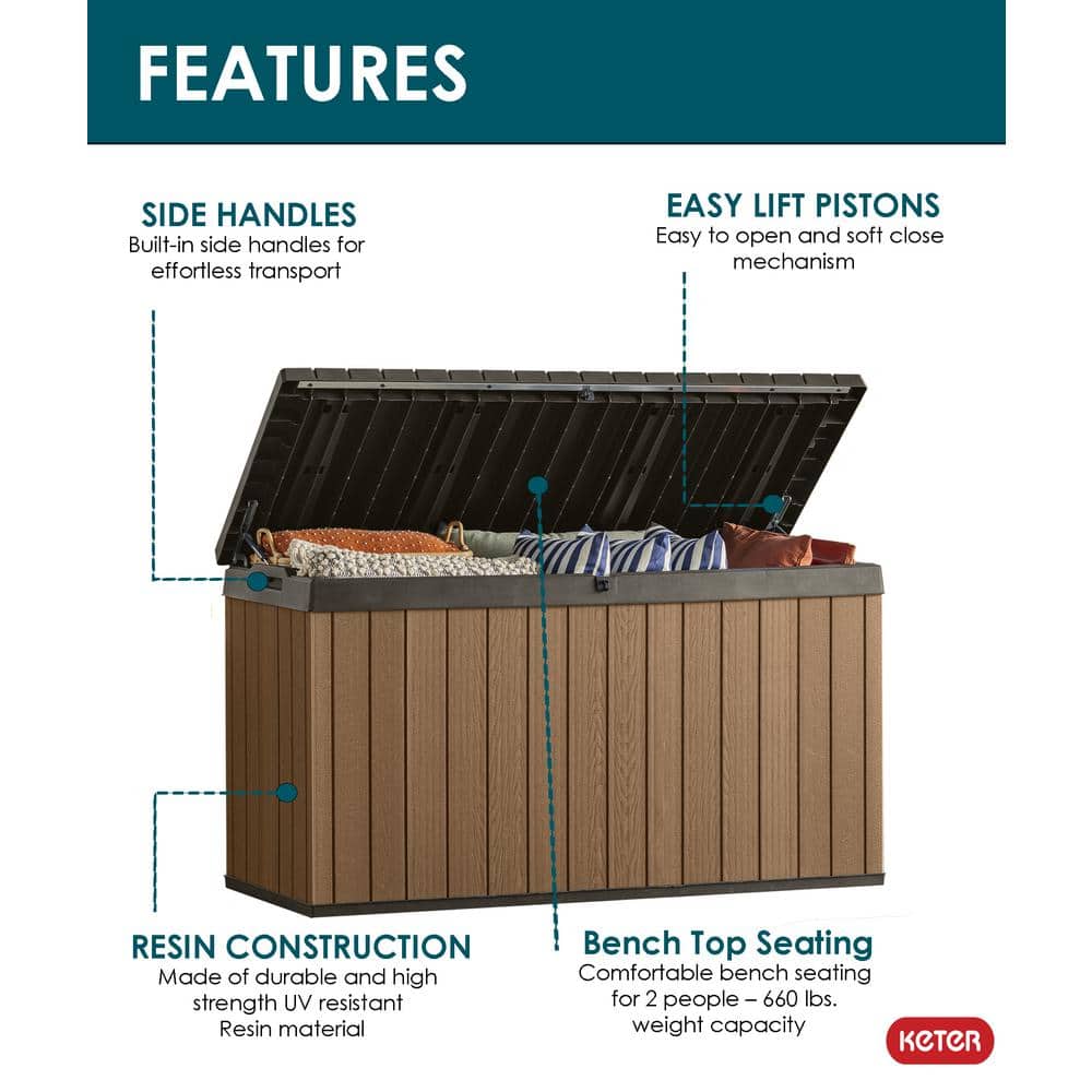 Darwin 150 Gallon Brown Resin Lockable Deck Box