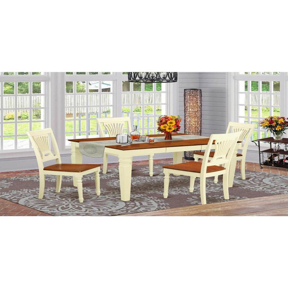 5-Piece Buttermilk and Cherry Finish Solid Wood Top Dining table with 4 Chairs with Lattice Back price history on PriceWatchPro